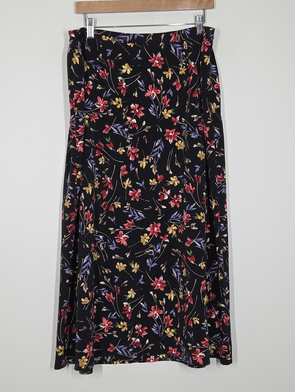 Vtg 90s Y2K Dark Floral Maxi Skirt L Grunge Whimsigoth Cottagecore Forest Boho